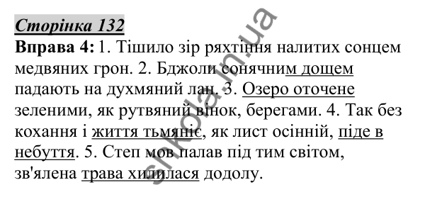 Відповідь до вправи 4, сторінка 132 - ГДЗ Українська мова 5 клас Авраменко 2022