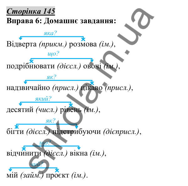 Відповідь до вправи 6, сторінка 145 - ГДЗ Українська мова 5 клас Авраменко 2022