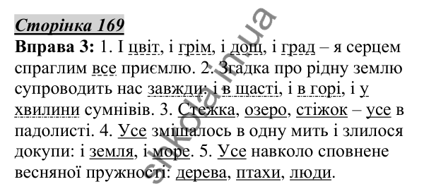 Відповідь до вправи 3, сторінка 169 - ГДЗ Українська мова 5 клас Авраменко 2022
