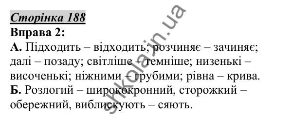 Відповідь до вправи 2, сторінка 188 - ГДЗ Українська мова 5 клас Авраменко 2022