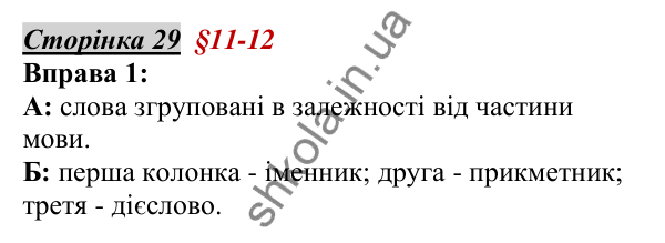 Відповідь до вправи 1, сторінка 29 - ГДЗ Українська мова 5 клас Авраменко 2022