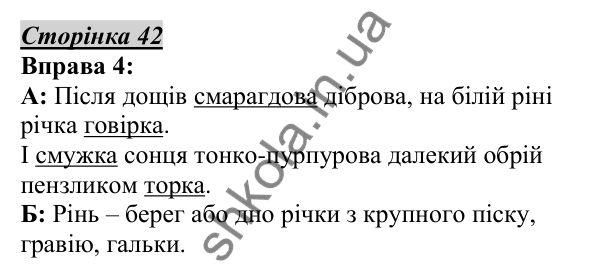 Відповідь до вправи 4, сторінка 42 - ГДЗ Українська мова 5 клас Авраменко 2022
