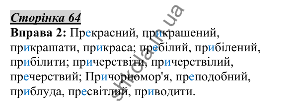 Відповідь до вправи 2, сторінка 64 - ГДЗ Українська мова 5 клас Авраменко 2022