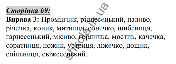 Відповідь до вправи 3, сторінка 69 - ГДЗ Українська мова 5 клас Авраменко 2022