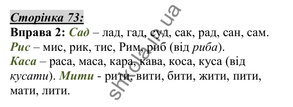 Відповідь до вправи 2, сторінка 73 - ГДЗ Українська мова 5 клас Авраменко 2022