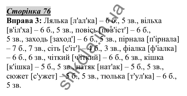 Відповідь до вправи 3, сторінка 76 - ГДЗ Українська мова 5 клас Авраменко 2022