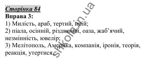 Відповідь до вправи 3, сторінка 84 - ГДЗ Українська мова 5 клас Авраменко 2022