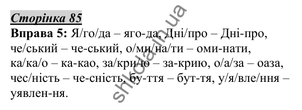 Відповідь до вправи 5, сторінка 85 - ГДЗ Українська мова 5 клас Авраменко 2022