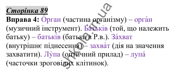 Відповідь до вправи 4, сторінка 89 - ГДЗ Українська мова 5 клас Авраменко 2022