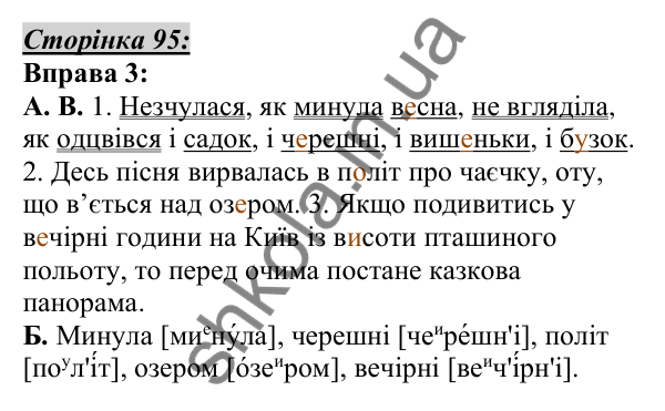 Відповідь до вправи 3, сторінка 95 - ГДЗ Українська мова 5 клас Авраменко 2022