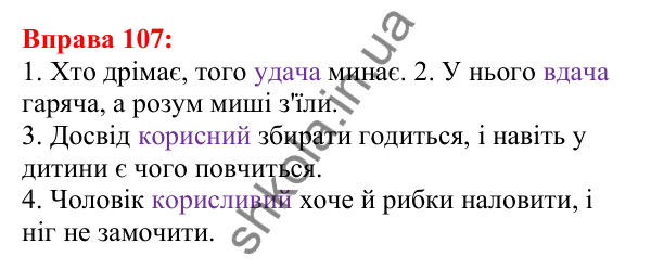 Відповідь до вправи 107 з української мови для 5 класу (Глазова, 2022): Пароніми