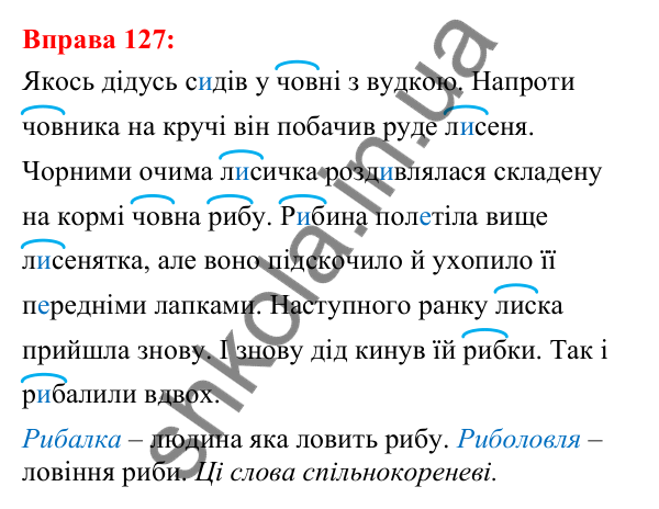 Відповідь до вправи 127 з української мови для 5 класу (Глазова, 2022): Префікс і суфікс