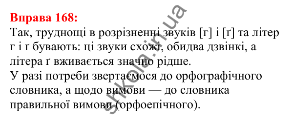 Відповідь до вправи 168 з української мови для 5 класу (Глазова, 2022): Приголосні тверді й м’які, дзвінкі й глухі