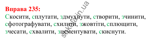 Відповідь до вправи 235 з української мови для 5 класу (Глазова, 2022): Правопис префіксів з- (зі-, с-), роз-, без-