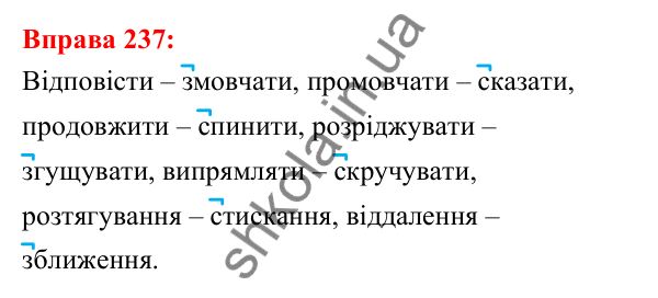 Відповідь до вправи 237 з української мови для 5 класу (Глазова, 2022): Правопис префіксів з- (зі-, с-), роз-, без-