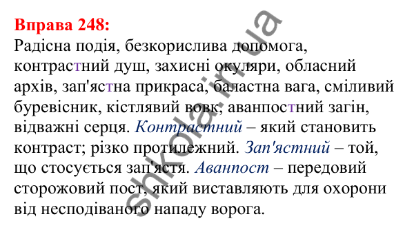 Відповідь до вправи 248 з української мови для 5 класу (Глазова, 2022): Спрощення в групах приголосних