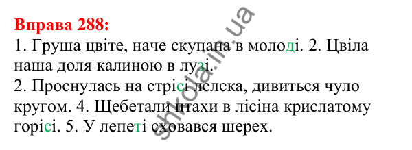Відповідь до вправи 288 з української мови для 5 класу (Глазова, 2022): Чергування приголосних звуків