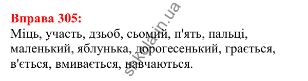 Відповідь до вправи 305 з української мови для 5 класу (Глазова, 2022): Позначення м’якості. М’який знак