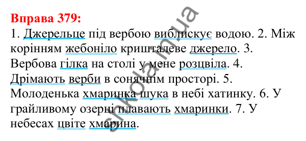 Відповідь до вправи 379 з української мови для 5 класу (Глазова, 2022): Речення. Граматична основа