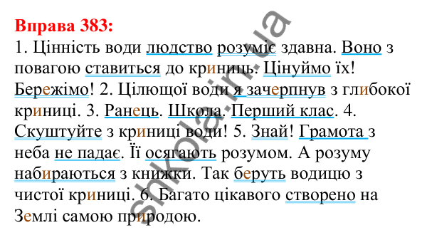 Відповідь до вправи 383 з української мови для 5 класу (Глазова, 2022): Речення. Граматична основа