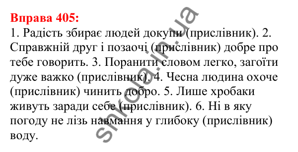 Відповідь до вправи 405 з української мови для 5 класу (Глазова, 2022): Другорядні члени речення