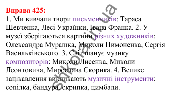 Відповідь до вправи 425 з української мови для 5 класу (Глазова, 2022): Узагальнювальне слово при однорідних членах