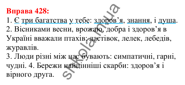 Відповідь до вправи 428 з української мови для 5 класу (Глазова, 2022): Узагальнювальне слово при однорідних членах
