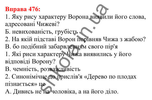 Відповідь до вправи 476 з української мови для 5 класу (Глазова, 2022): Діалог