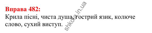 Відповідь до вправи 482 з української мови для 5 класу (Глазова, 2022): Повторення вивченого в 5 класі