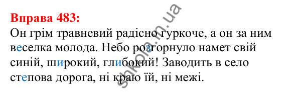 Відповідь до вправи 483 з української мови для 5 класу (Глазова, 2022): Повторення вивченого в 5 класі