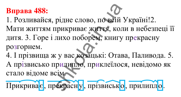 Відповідь до вправи 488 з української мови для 5 класу (Глазова, 2022): Повторення вивченого в 5 класі