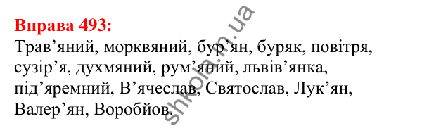 Відповідь до вправи 493 з української мови для 5 класу (Глазова, 2022): Повторення вивченого в 5 класі