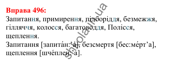 Відповідь до вправи 496 з української мови для 5 класу (Глазова, 2022): Повторення вивченого в 5 класі