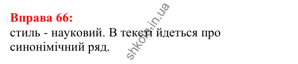 Відповідь до вправи 66 з української мови для 5 класу (Глазова, 2022): Синоніми. Синонімічний ряд