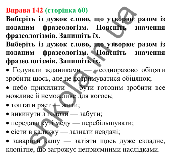 Відповідь до вправи 142, сторінка 60 - ГДЗ Українська мова 5 клас Голуб 2022