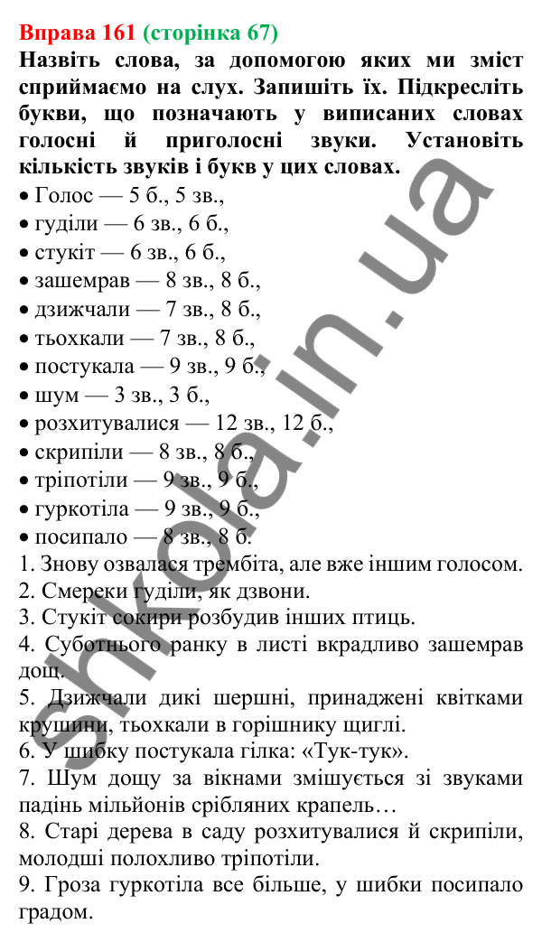 Відповідь до вправи 161, сторінка 67 - ГДЗ Українська мова 5 клас Голуб 2022