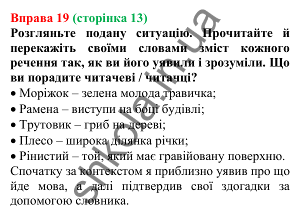 Відповідь до вправи 19, сторінка 13 - ГДЗ Українська мова 5 клас Голуб 2022