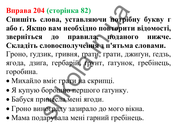 Відповідь до вправи 204, сторінка 82 - ГДЗ Українська мова 5 клас Голуб 2022