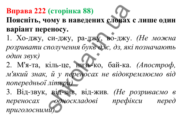 Відповідь до вправи 222, сторінка 88 - ГДЗ Українська мова 5 клас Голуб 2022