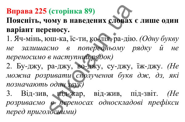 Відповідь до вправи 225, сторінка 89 - ГДЗ Українська мова 5 клас Голуб 2022