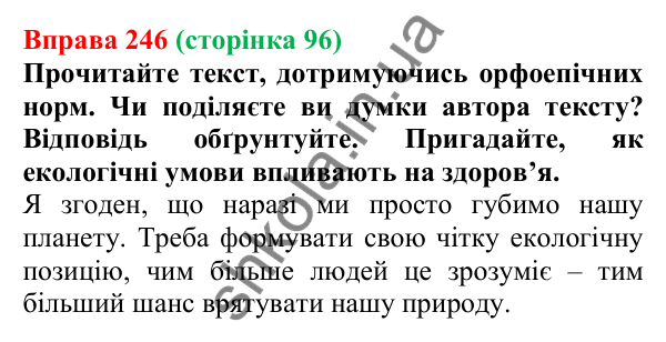 Відповідь до вправи 246, сторінка 96 - ГДЗ Українська мова 5 клас Голуб 2022