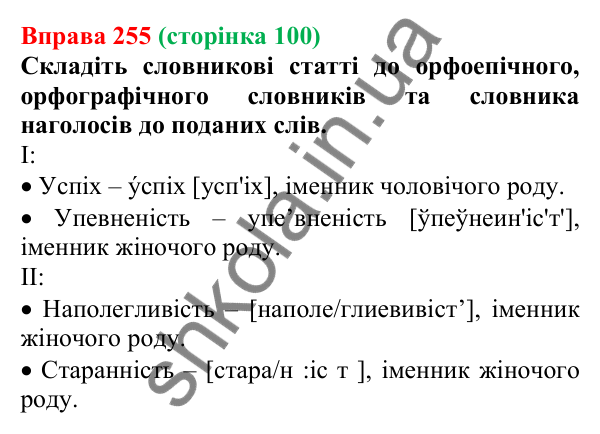 Відповідь до вправи 255, сторінка 100 - ГДЗ Українська мова 5 клас Голуб 2022