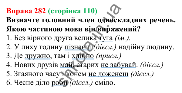 Відповідь до вправи 282, сторінка 110 - ГДЗ Українська мова 5 клас Голуб 2022