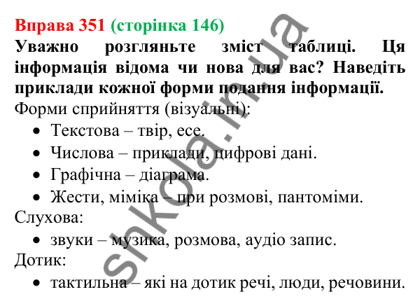 Відповідь до вправи 351, сторінка 146 - ГДЗ Українська мова 5 клас Голуб 2022