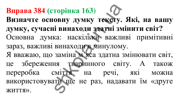 Відповідь до вправи 384, сторінка 163 - ГДЗ Українська мова 5 клас Голуб 2022