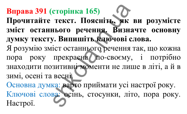 Відповідь до вправи 391, сторінка 165 - ГДЗ Українська мова 5 клас Голуб 2022