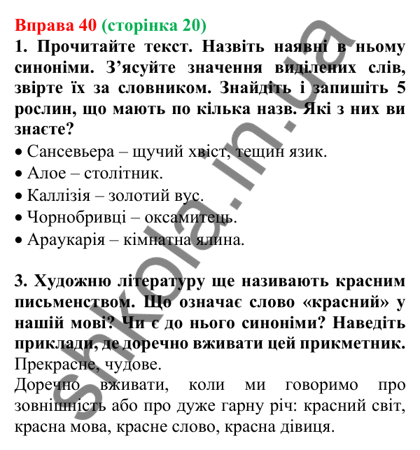 Відповідь до вправи 40, сторінка 20 - ГДЗ Українська мова 5 клас Голуб 2022
