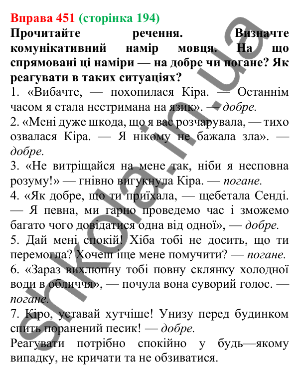 Відповідь до вправи 451, сторінка 194 - ГДЗ Українська мова 5 клас Голуб 2022