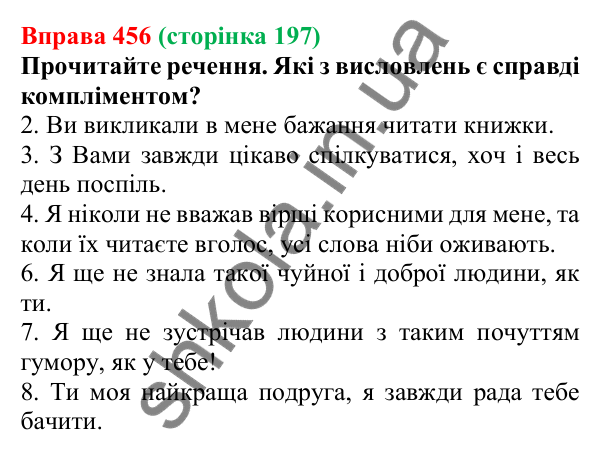 Відповідь до вправи 456, сторінка 197 - ГДЗ Українська мова 5 клас Голуб 2022