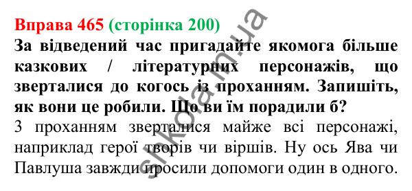 Відповідь до вправи 465, сторінка 200 - ГДЗ Українська мова 5 клас Голуб 2022